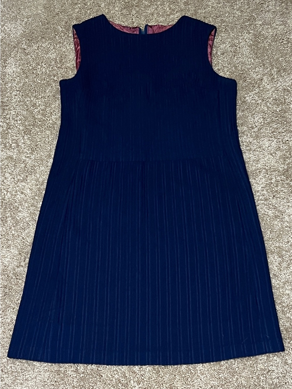 Genuine Vintage 1960’s Navy Blue Mod Textured Sleeveless Shift Dress